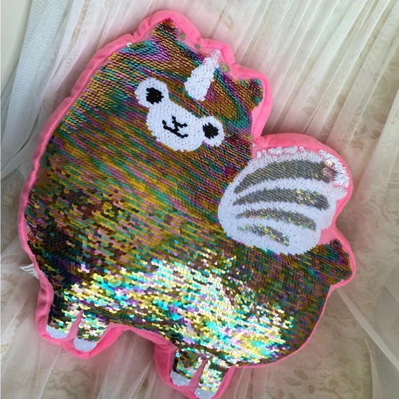 Justice Llamacorn Reversible Soft Sequin Pretty Pink Pillow Girls Plush Toy 12" - Picture 1 of 6